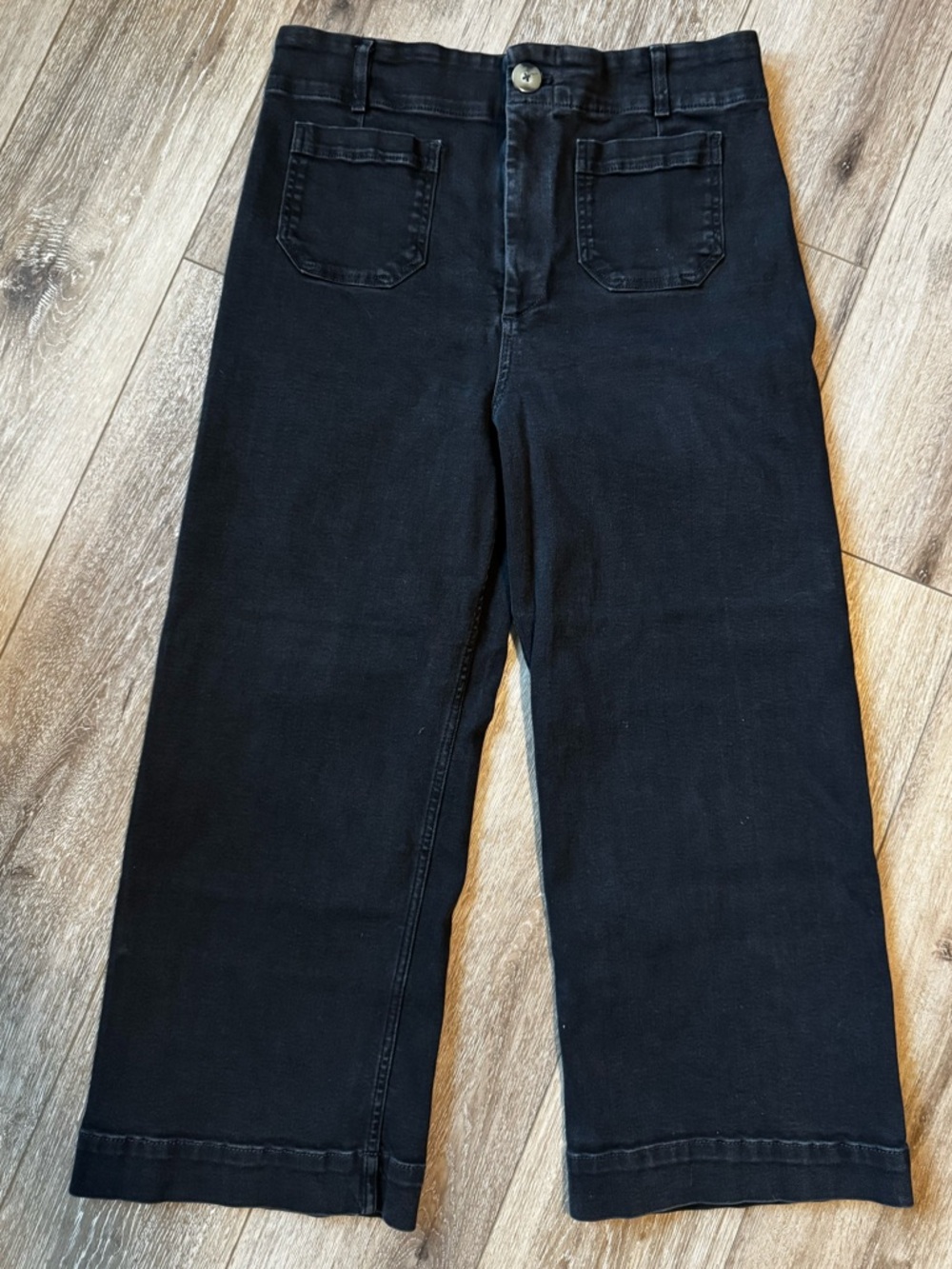 Anthropologie Pilcro Skipper Black Wide Leg Crop Jeans Size 32